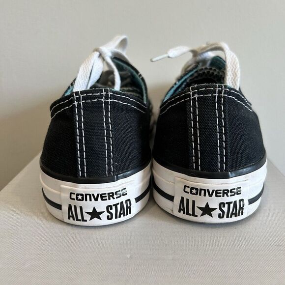 Converse All Star Low Double Tongue Black Teal Sneakers Size 6.5 EUC 553442F - Picture 5 of 8